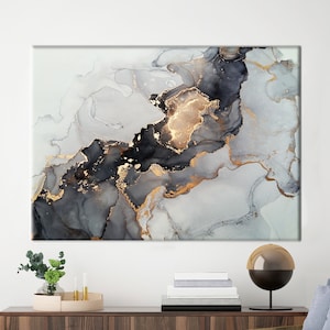 Mármol de oro negro, impreso moderno, lienzo de arte contemporáneo, lienzo de arte abstracto, lienzo de mármol dorado, lienzo de mármol de lujo, obras de arte de mármol,