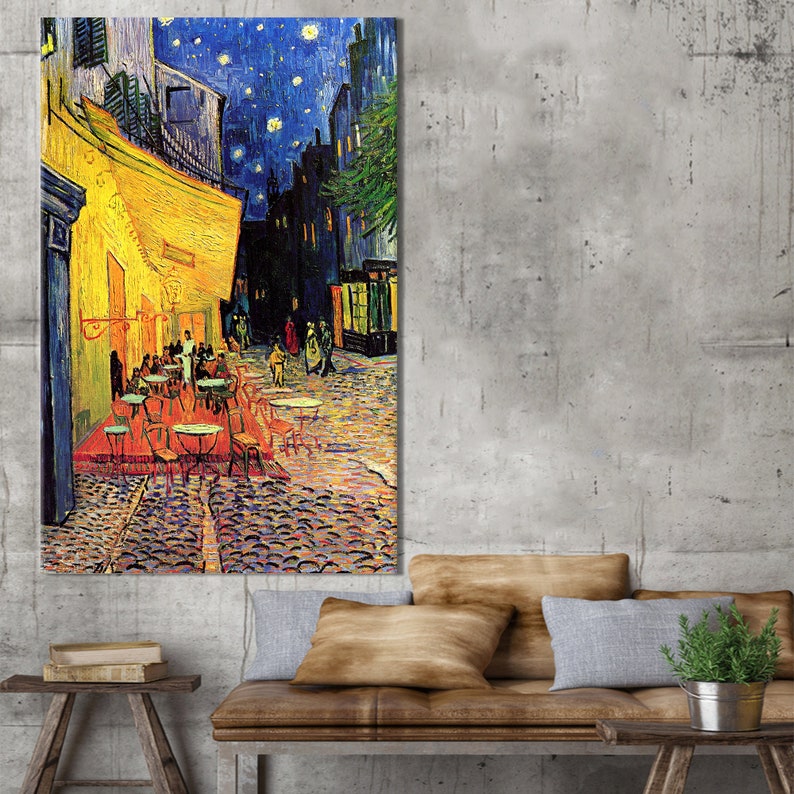 Cafe Terrace Night, Famous Art Canvas, Van Gogh Art, Reproduction Wall Decor, Cafe Landscape Art Canvas, Oil Painting Print, Gallery Wrapped