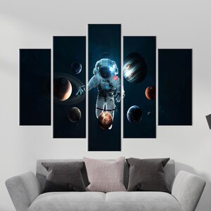 Solar System Wall Art, Modern Canvas Art, Space Wall Decor, Astronaut Printed, Abstract Wall Art, Kids Printed, Space Landscape Wall Decor, image 5