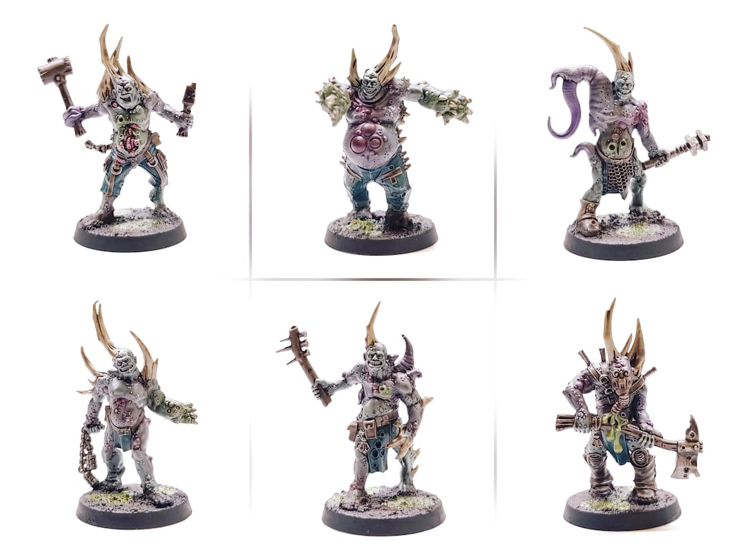 Set of Six Painted Poxwalker Warhammer Miniatures (professionally