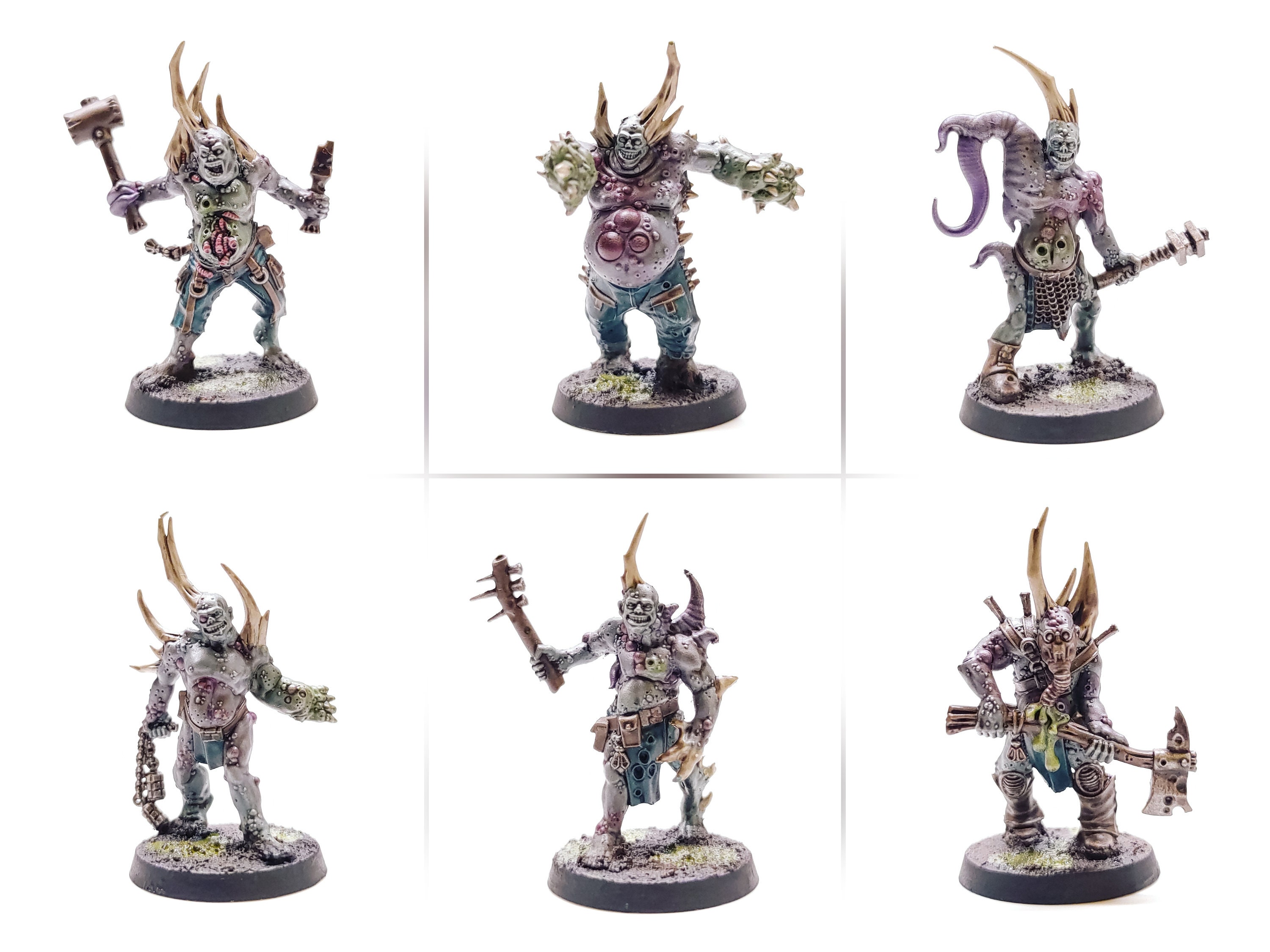 Set of Six Painted Poxwalker Warhammer Miniatures