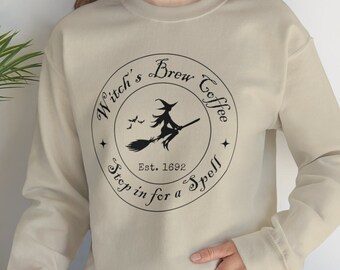 Witches Brew Sweatshirt | Halloween Sweatshirt | Funny Coffee Co Crewneck Sweatshirt | Halloween Witches Pullover Sweater | Coffee Sweater