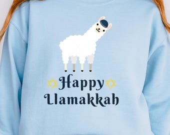 Funny Jewish Holiday Sweatshirt Hanukkah Gift Llama Sweater Festival Lights Hanukkah Party Wear Jewish Shirt Holiday Humor Apparel Hanukkah