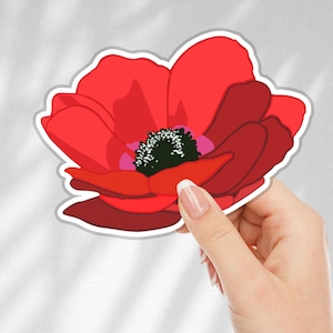 Israel Nationalblume Kalanit Mohnblumenaufkleber Botanische Vinylaufkleber Jüdische Geschenkidee Wasserdichte Naturblume israelisches Symbol Aufkleber