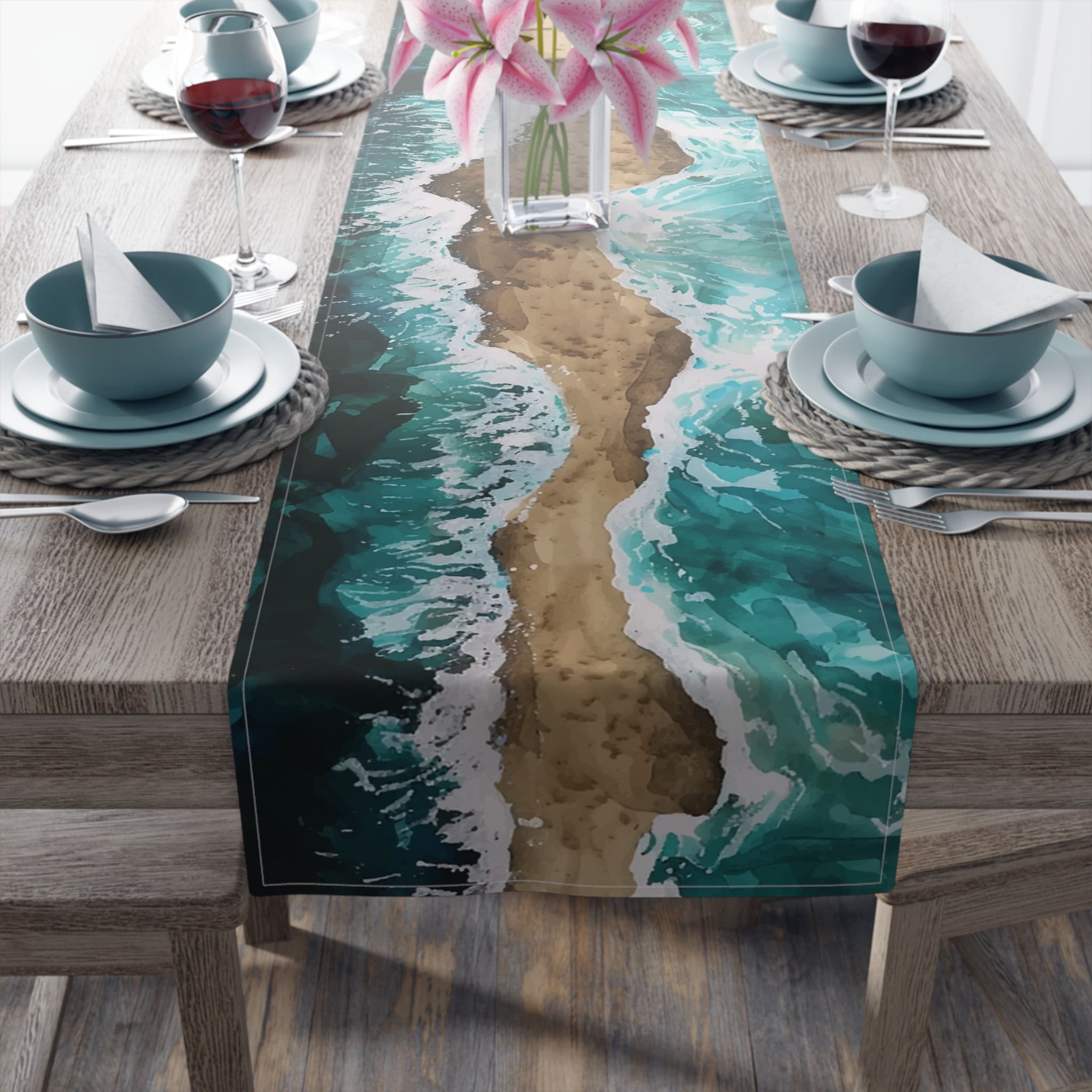 Passover Table Runner Splitting Red Sea Cotton Poly Seder Table Decor Jewish Holiday Home Decor Pesach Gift Idea Bible Spring Table Linens