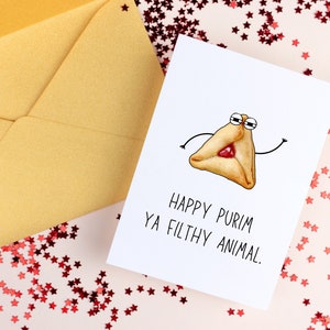 Funny Purim Card: &quot;Happy Purim Ya Filthy Animal&quot; (Digital Download)