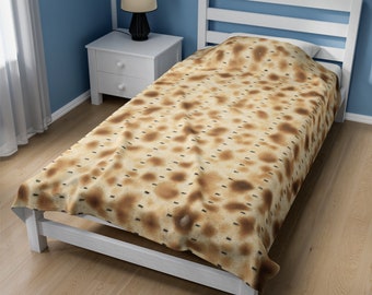 Matzah Velveteen Plush Blanket  Passover Home Decor  Matzah Blanket  Passover Blanket  Passover Gift  Jewish Gift Idea | House Gift