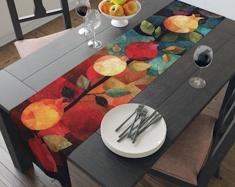 Pomegranate Rosh Hashanah Table Runner: Festive Jewish Decor