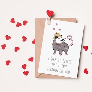 Cartão engraçado para o Dia dos Namorados, cartão para impressão do Dia dos Namorados, primeiro cartão para o Dia dos Namorados, cartão para Possum Valentine, amante de Possum, download digital