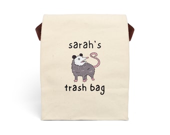 Personalized Canvas Lunch Bag With Strap | Opossum Gift Idea | Opossum Lover Gift | Funny Gift Idea | School Lunch Bag | Office Lunch Bag