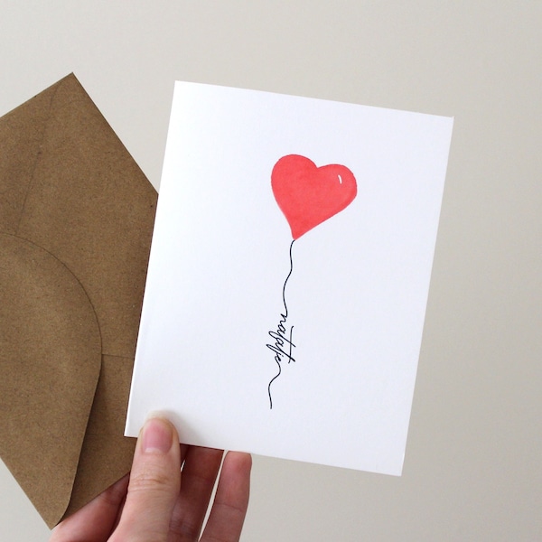 Personalized Heart Cards | Greeting Cards Personalized | Custom Cards | Heart Balloon Card | Card For Husband | Card for Wife | Blank Inside