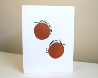 Orange Thank You Card | Cute Funny Thank You Card And Envelope | Thank You Note | Blank Inside Greeting Card | Orange You The Sweetest Card