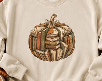 Book Pumpkin PNG, Fall Book Lover Shirt Design, Reading Pumpkin PNG, Cute Book Lover Autumn Sublimation, Cozy Reader PNG
