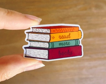 Lesen Sie mehr Bücher Aufkleber | Bücherwurm Sticker | Sticker für Leseratten | Bücherstapel