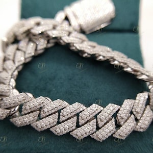 Miami Cuban Link Bracelet, Solid 925 Sterling Silver , Rapper , Cuban Bracelet for men, Pave Diamond Simulated Bracelet , Luxury Bracelet