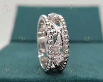 Women’s Vintage Wedding Band ~ Art Deco Wedding Band ~ Sterling Silver Wedding Band ~  Milgrain Wedding Band For Women~ Moissanite Band Ring