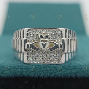 Claddagh Band Ring, Irish Claddagh Ring, Irish Knot Ring, Dainty Statement Ring For Boyfriend, Vintage Ring, Anniversary Gift, Men&#39;s Rings
