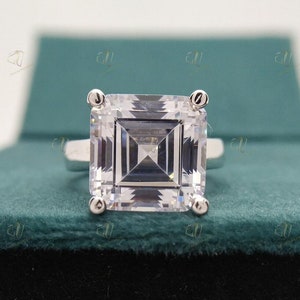 9.52 CT Asscher Cut Engagement Ring, Asscher Cut Diamond Engagement Ring, Diamond Ring, Classic Engagement Ring, Solitaire Ring 4 Prong Ring