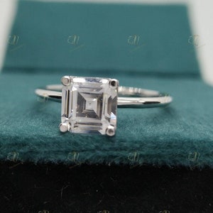 2.5 CT Asscher Cut Engagement Ring , Asscher Cut Moissanite Engagement Ring, Asscher Diamond Ring , Classic Engagement Ring , Solitaire Ring