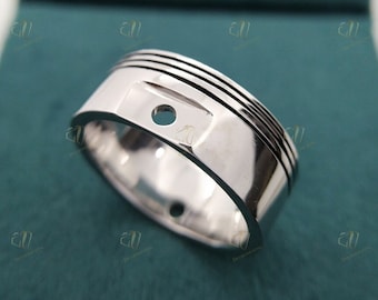Engine Piston Ring Men's Wedding Band Biker Ring Mechanic Ring Vehicle Engine Part Ring Men's Anniversary Band Ring Unique Gifts For Him
