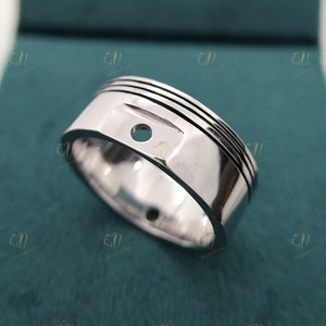 Engine Piston Ring Men&#39;s Wedding Band Biker Ring Mechanic Ring Vehicle Engine Part Ring Men&#39;s Anniversary Band Ring Unique Gifts For Him