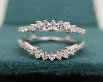 Moissanite Enhancer Ring Wrap Guard, Diamond Wraps For Ring, Enhancer Wrap Ring Engagement Wedding Ring, Anniversary Wrap Guard Band For Her