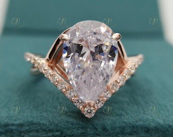 Bague De Fiançailles Diamant Simulé 3.25 Carats Or Blanc 14k - Taille US 9.5