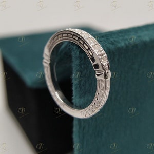 Anel de casamento de diamante Art Déco vintage retrô, anel de eternidade de diamante, faixa empilhável, faixa de moissanite, anel de aniversário, faixa empilhável