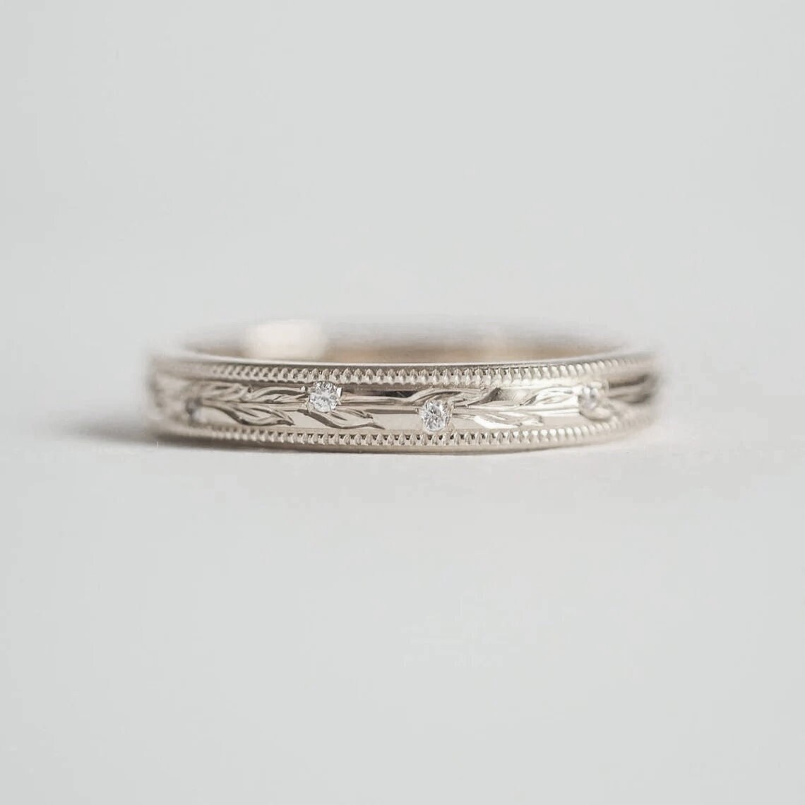 Women’s Vintage Style Wedding Band ~ Floral Wedding Band ~ Sterling ...