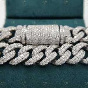 Miami Cuban Link Bracelet , Luxury Bracelet , Solid 925 Sterling Silver , Rapper , Cuban Bracelet for men , Pave Diamond Simulated Bracelet