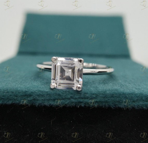 CT Asscher Cut Engagement Ring Asscher Cut Moissanite
