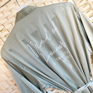 Personalised Bridal Robe, Wedding Dressing Gown, Brides Gift, White Bridal Robe, Rose Gold