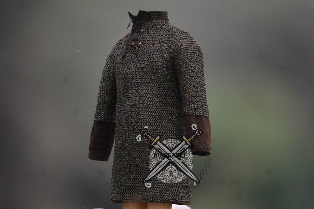 Titanium Chainmail Haubergoen Chainmail Shirt Medieval Armor Flat Ring