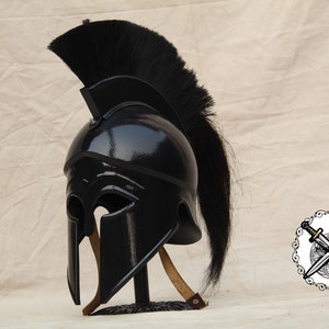 Medieval Ancient Costume Armor Roman Greek Corinthian Helmet with Black Plume