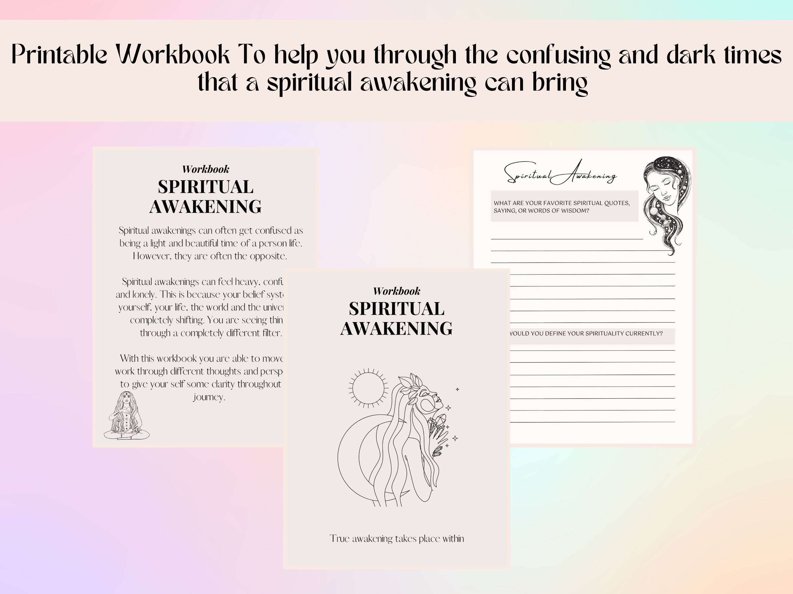 Spiritual Awakening Workbook Printable for Self Discovery, Anxiety ...