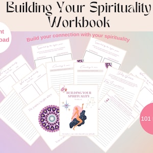 Construyendo su libro de trabajo de espiritualidad, paquete de libros de trabajo de espiritualidad, paquete de trabajo del niño interior, libro de trabajo de salud mental, ley de atracción, buenas notas