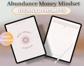Trasforma il tuo diario di scripting sulla mentalità del denaro per l'abbondanza e la riprogrammazione del subconscio PDF stampabile con affermazioni spirituali