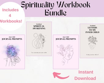 Spirituality Workbook Bundle, Inner Child Shadow Work Bundle,Easy Journal Prompts, Printable Workbook Mental Health, Printable Journal Pages