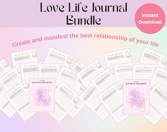 Love Life Shadow Work Bundle, Relationship Journal, Printable Journal Pages, Journal Prompts, Printable Workbook Mental Health