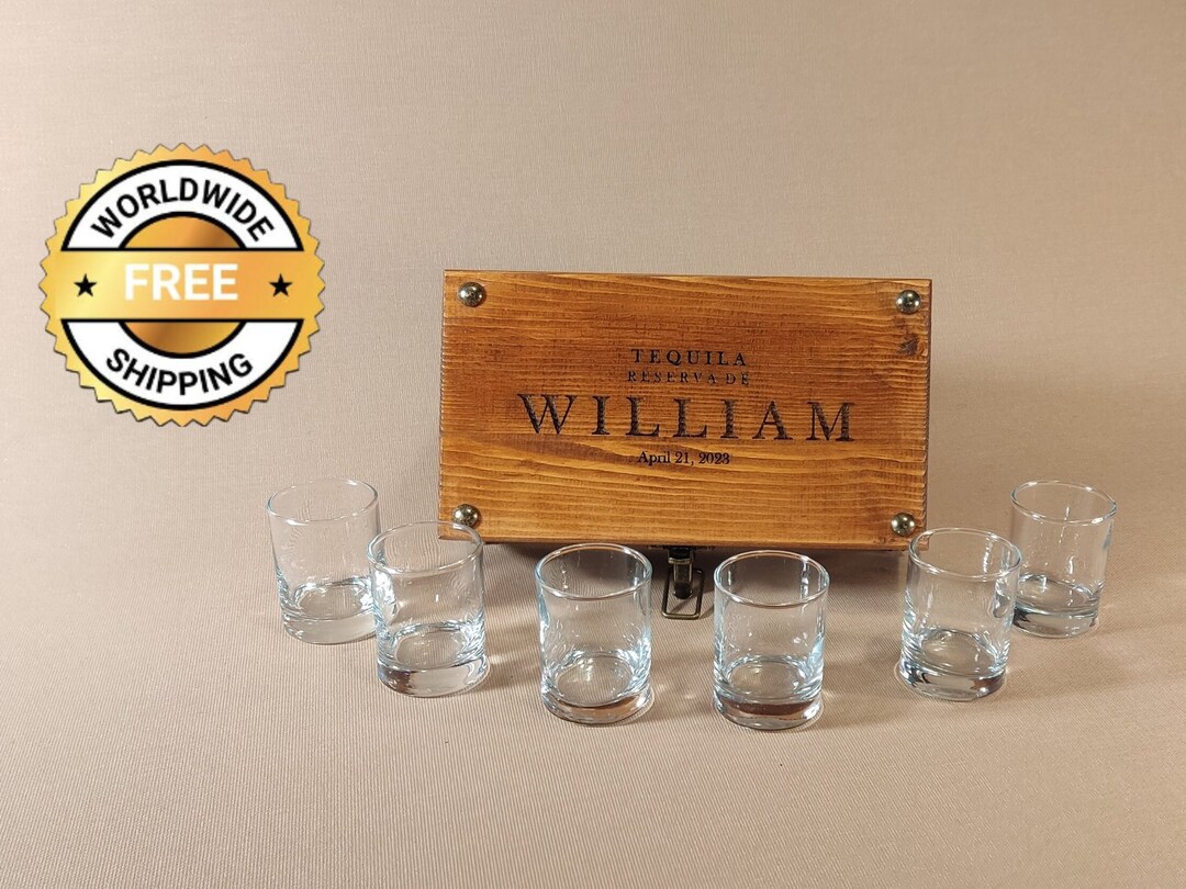 Handmade Custom Tequila Glass Set in Wood Box. Unique Tequila Etsy