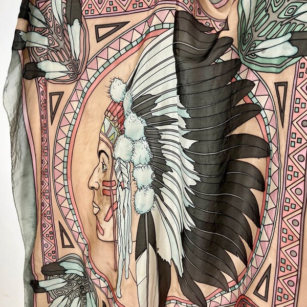 Native American Silk Scarf Etsy