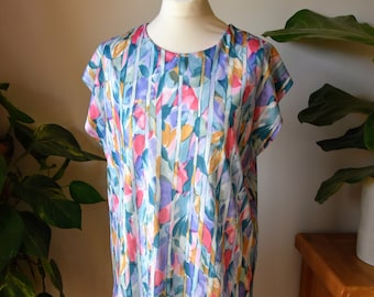 Colourful 80s 80’s Vintage Dropped Waist Shift Summer Dress