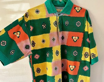 Colourful Vintage Men's Polo Shirt Medium