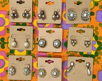 Small Vintage Faux Pearl Clip-on Earrings Various - CHOOSE ONE