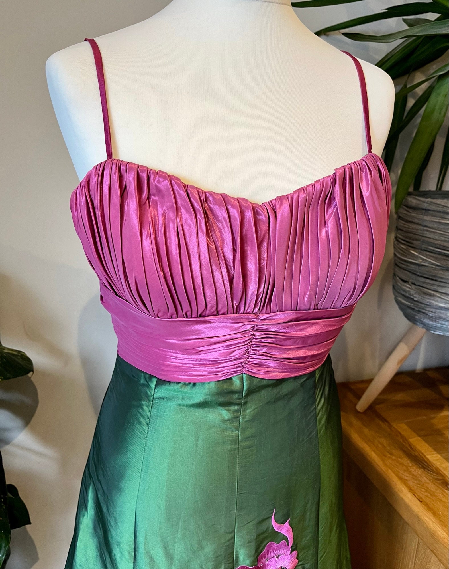 Y2K Vintage Pink & Green Prom Dress From Designer Sonia Pena - Etsy