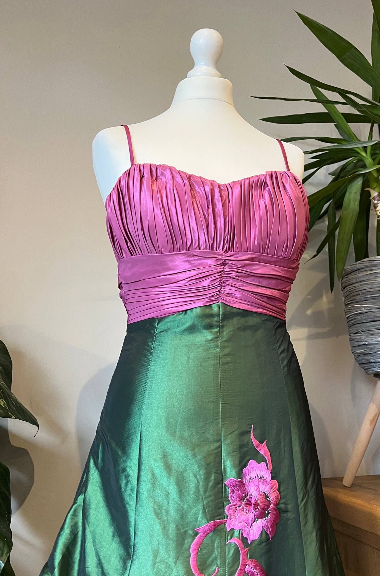 pink green dress Anabelle Halter Neck Midi Dress - Green Pink