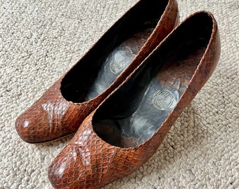 Vintage Braune Schlangenleder Pumps 37