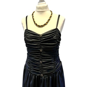 90er Jahre Vintage Schwarz Kleid Medium