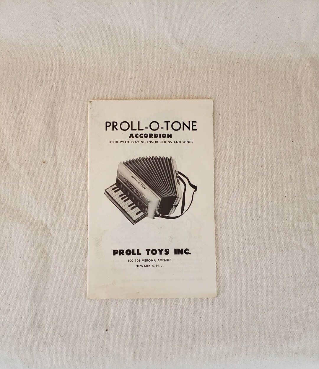 Rare Proll O Tone Accordion Folio Playing Instructions Book and Songs