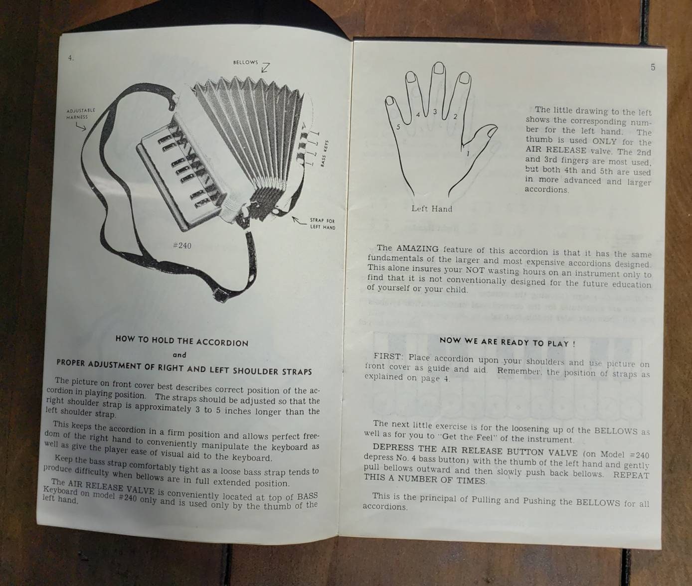 Rare Proll O Tone Accordion Folio Playing Instructions Book and Songs
